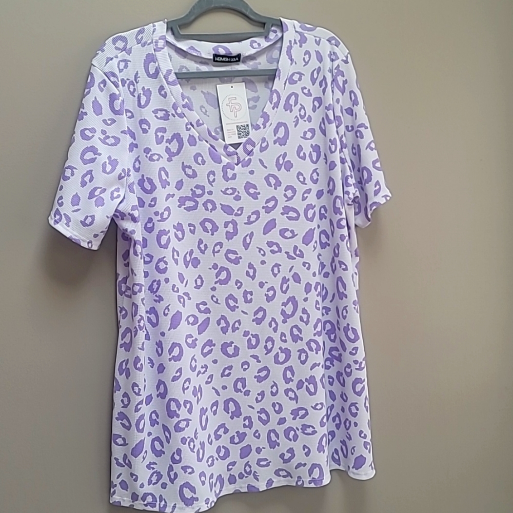 3x lilac animal print waffle knit heimish tee
